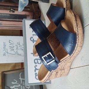 B.O.C. Ladies slide on wedge navy blue size 7. Slightly worn, maybe three times.